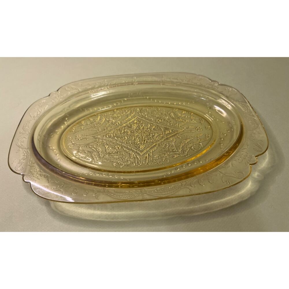 Vintage Federal Amber Patricia Spoke Oval Serving Plate 11.50"